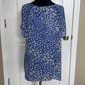 CAbi Blue Floral Blouse